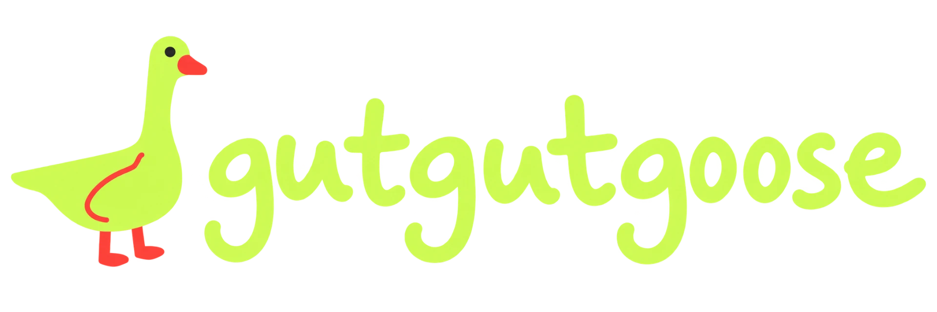 The lime-green GutGut Goose logo, featuring a goose illustration beside the wordmark