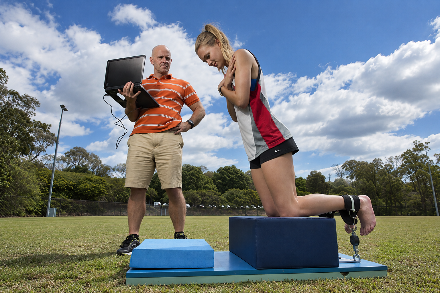 The original NordBord prototype being tested on a grass sports field